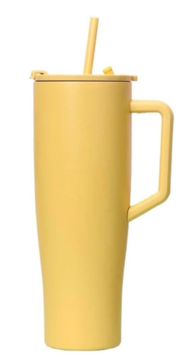 Yellow Tumbler with Straw and Handle