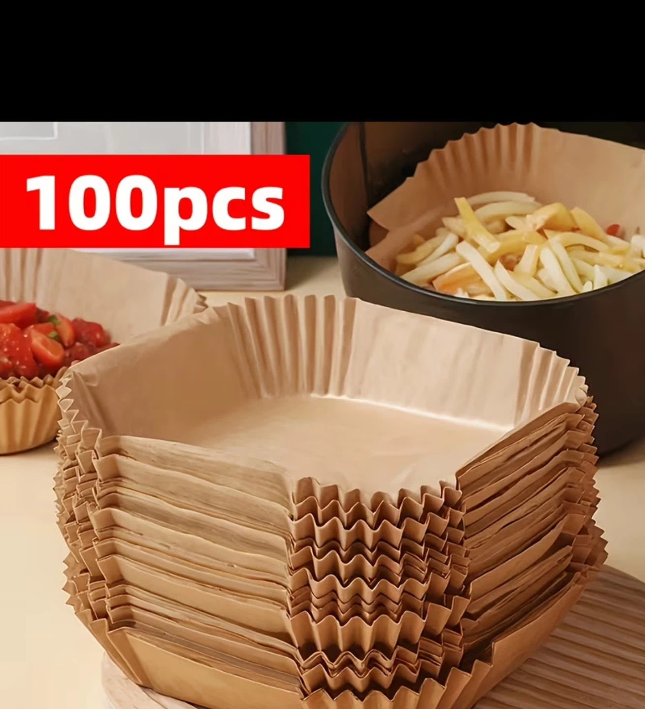 100 Pcs Air Fryer Parchment Paper Liners