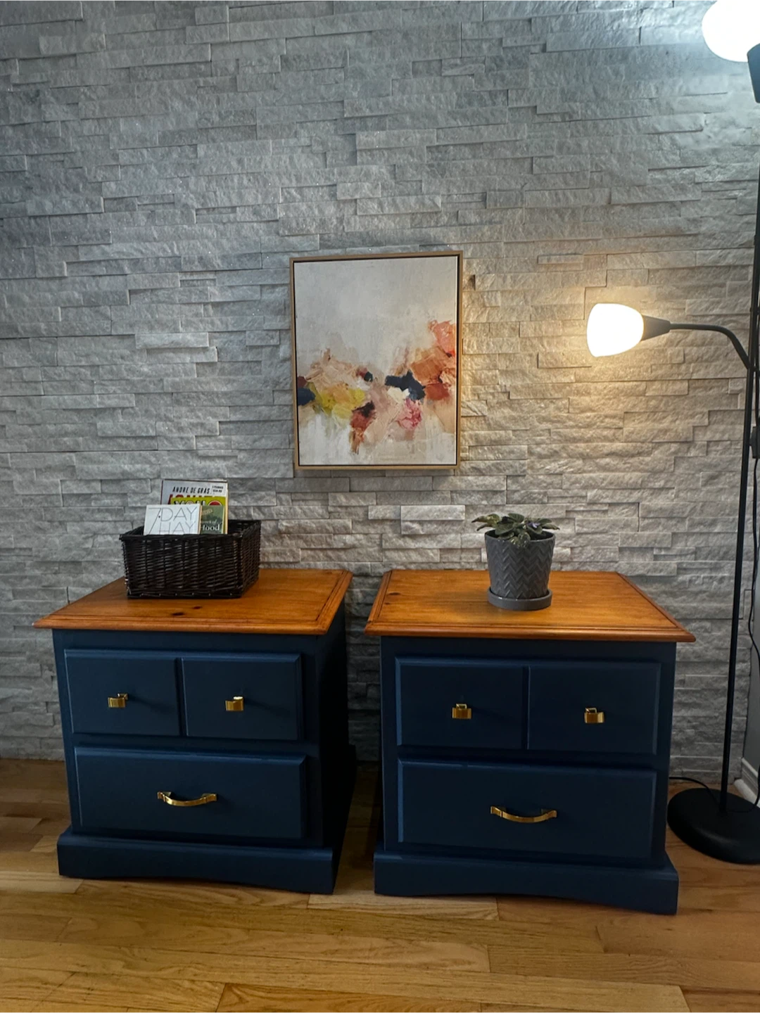 Nightstands with Wood Tops (Set of 2)