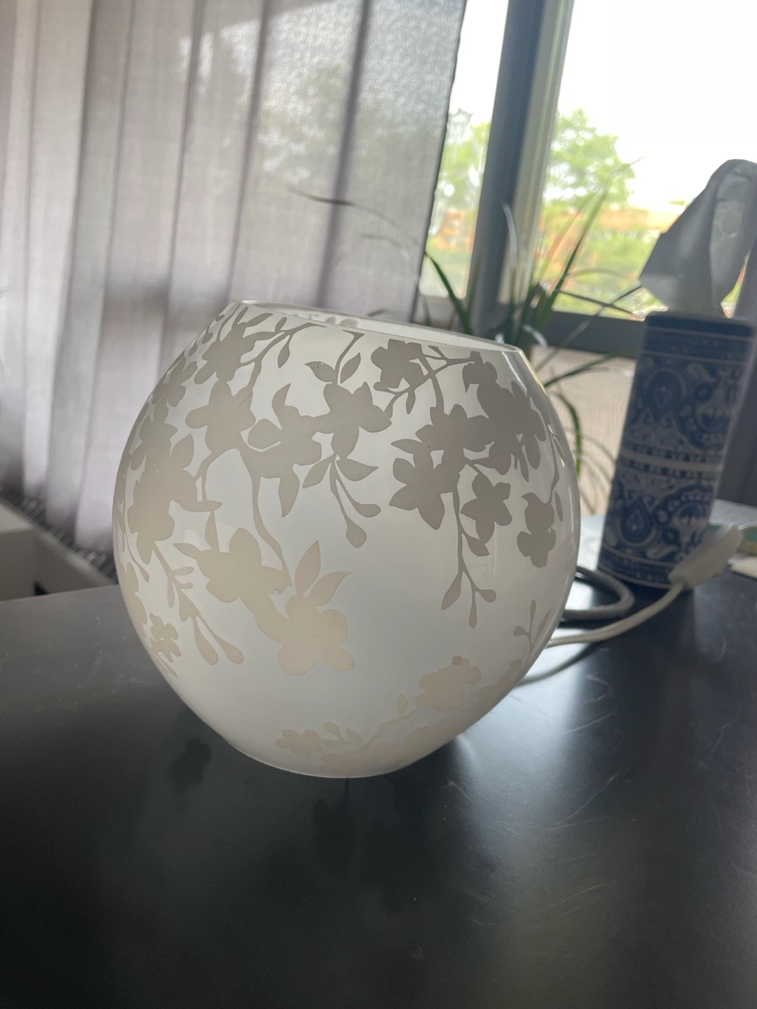 Ikea Frosted Glass Floral Lamp Shade with Bulb