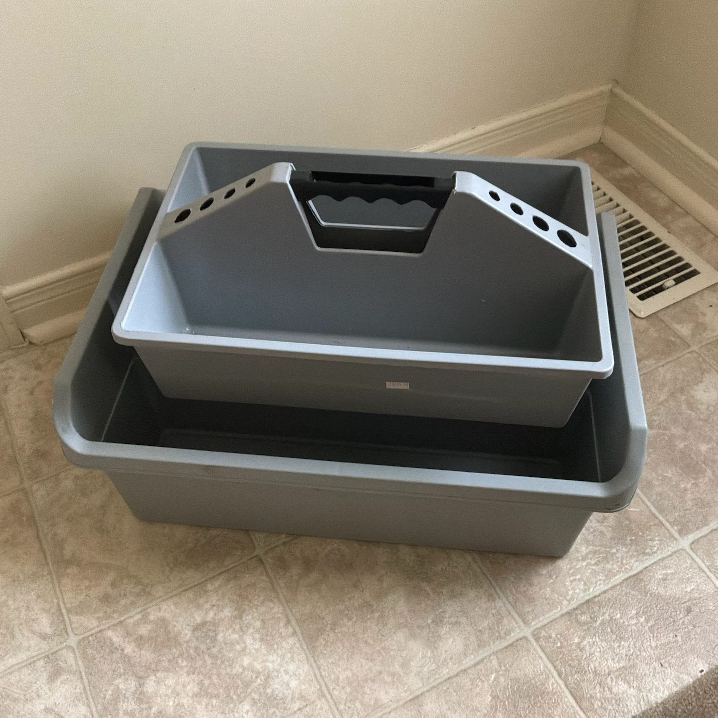 Two Grey Plastic tool Caddy Organizers