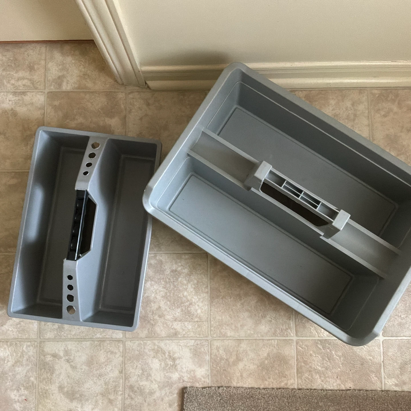 Two Grey Plastic tool Caddy Organizers - photo 2
