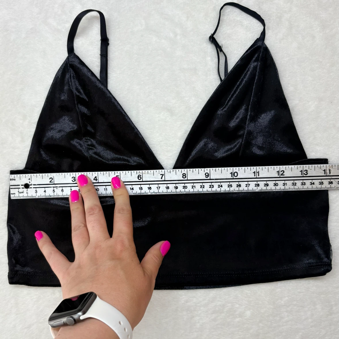 Garage Black Velvet Crop Top V Neck Cropped Size M - photo 4