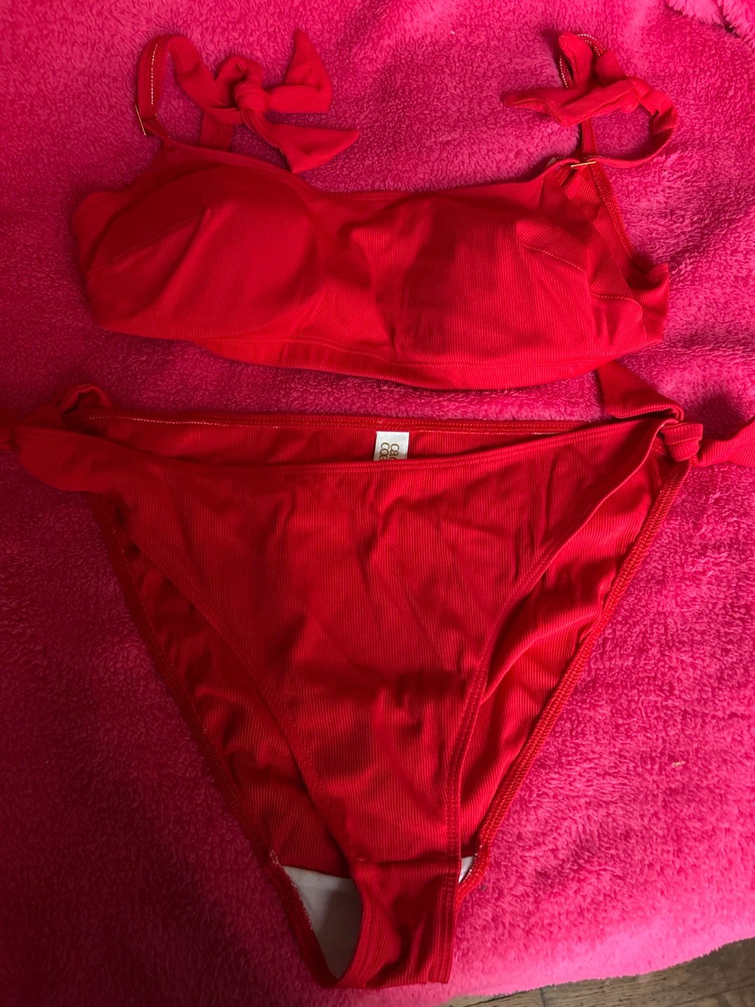 Cache Coeur Red Ribbed Bikini Swimsuit XL
