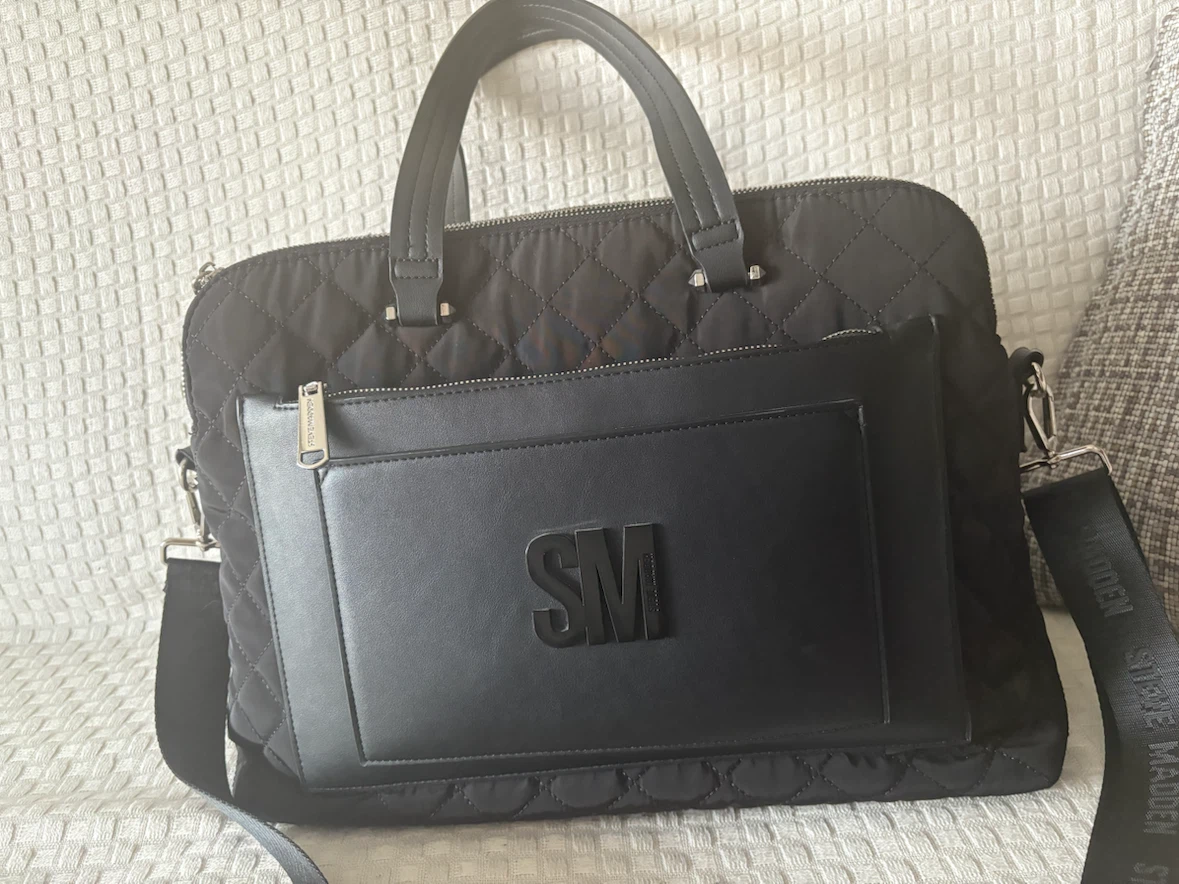 Steve Madden Black Quilted Tote Bag
