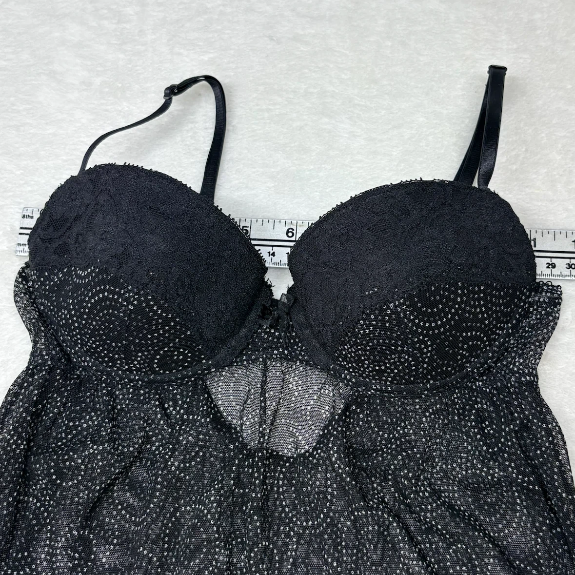 Jacob Black Sheer Babydoll Lingerie V Neck Size S - photo 5