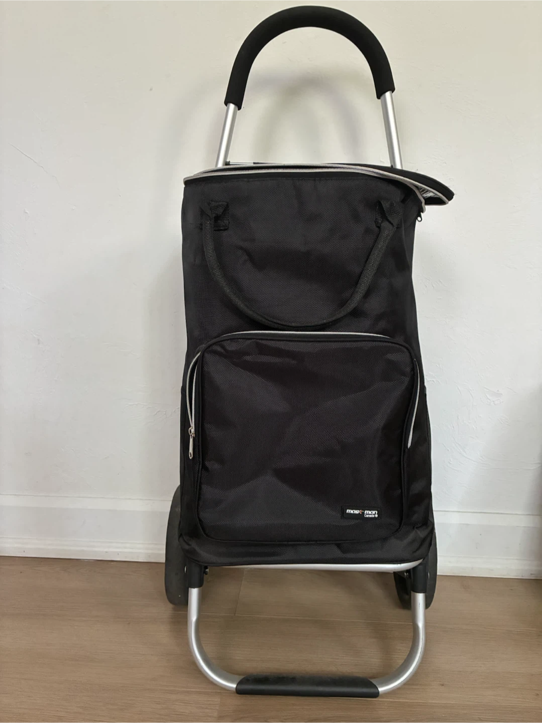 Black Rolling Shopping Cart with Insulated Interior