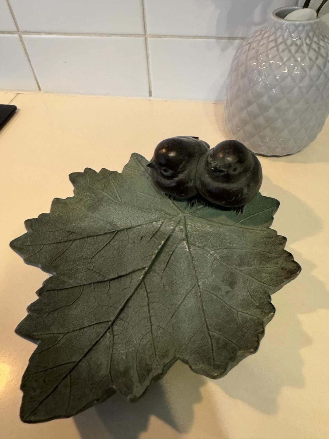 Decorative Leaf Dish with Two Birds - photo 2