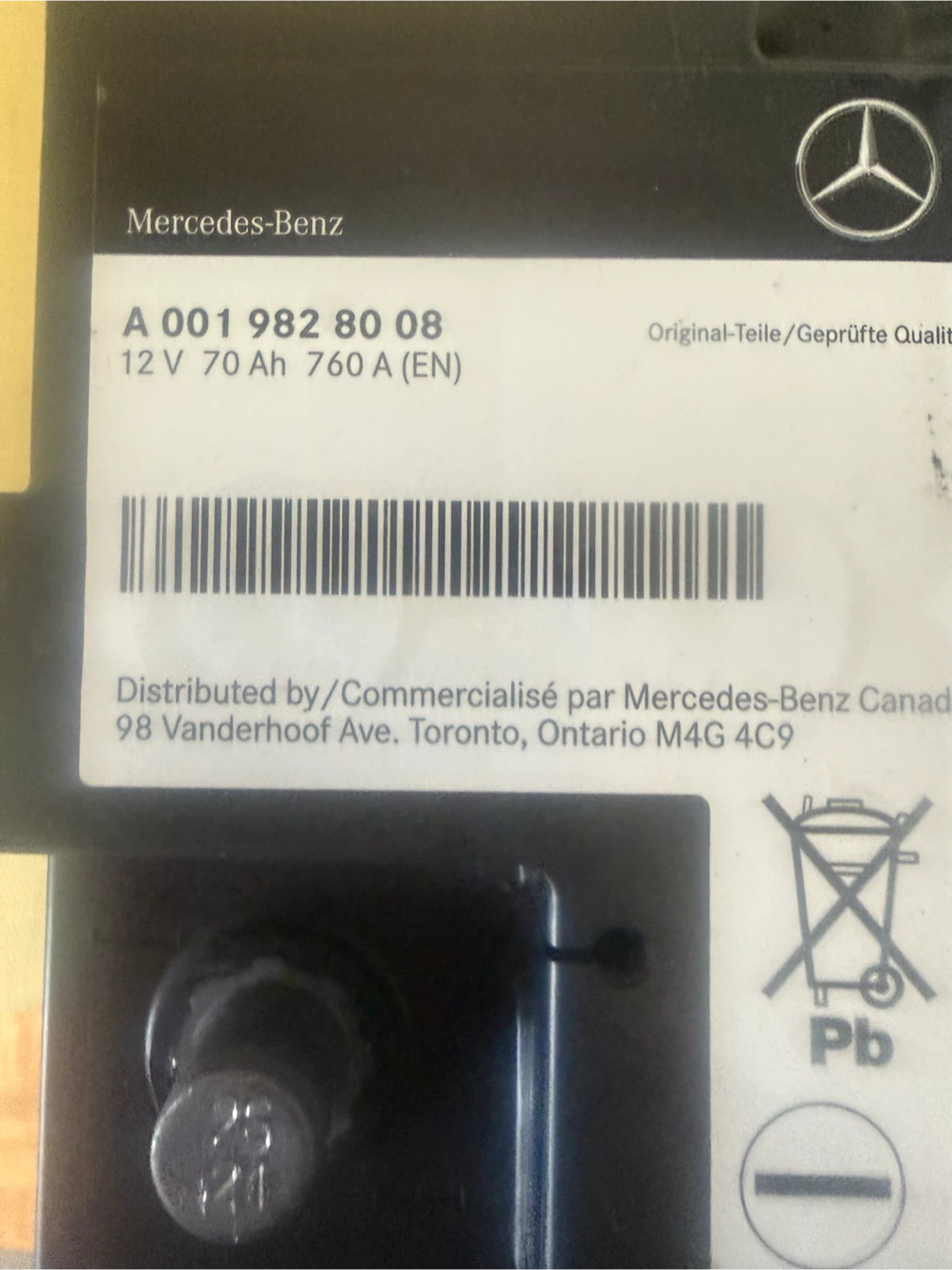 Mercedes-Benz Car Battery 12V 70Ah 760A