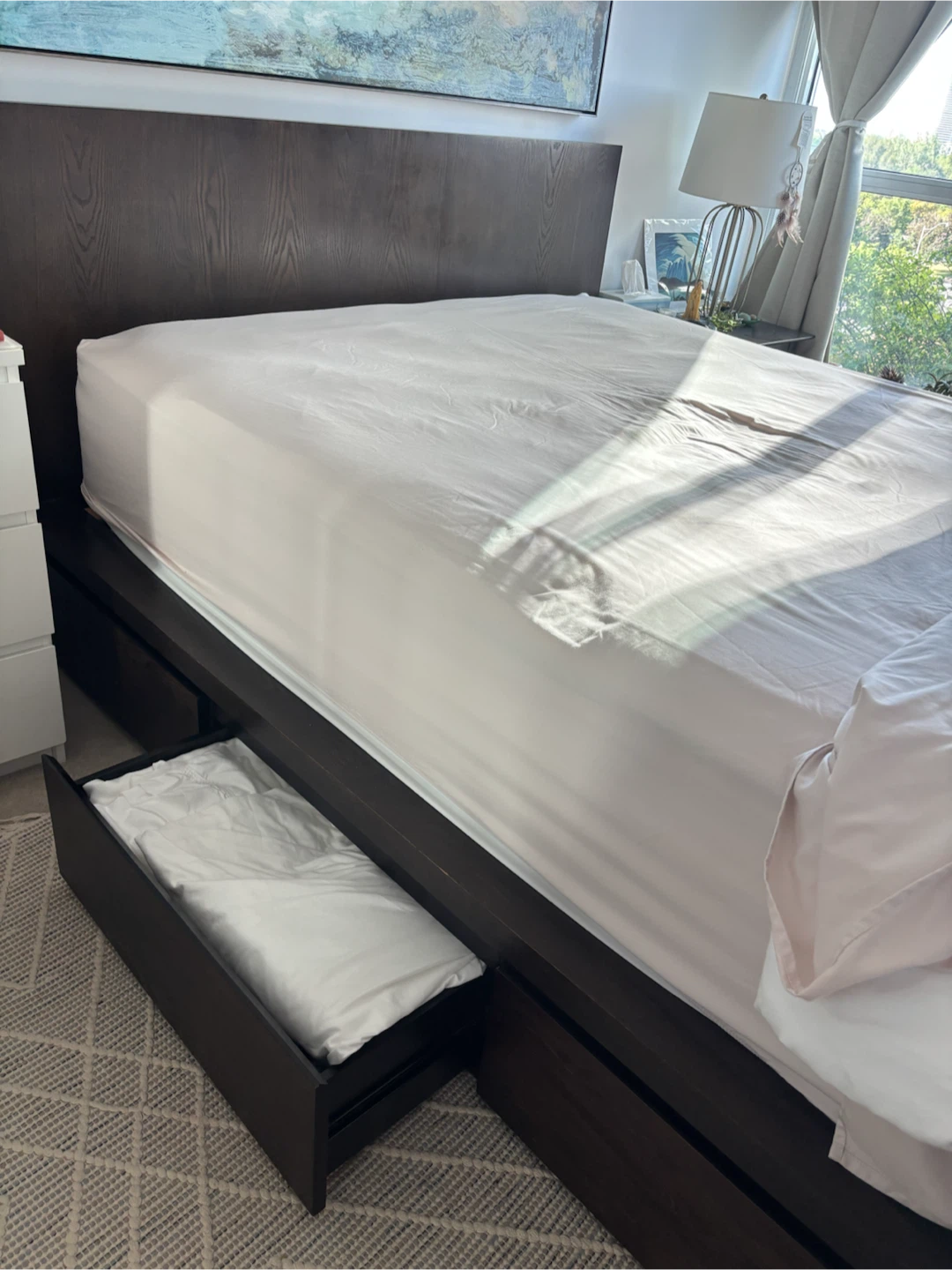 Solid Wood West Elm  Platform Bed Frame with Storage Drawers - photo 4