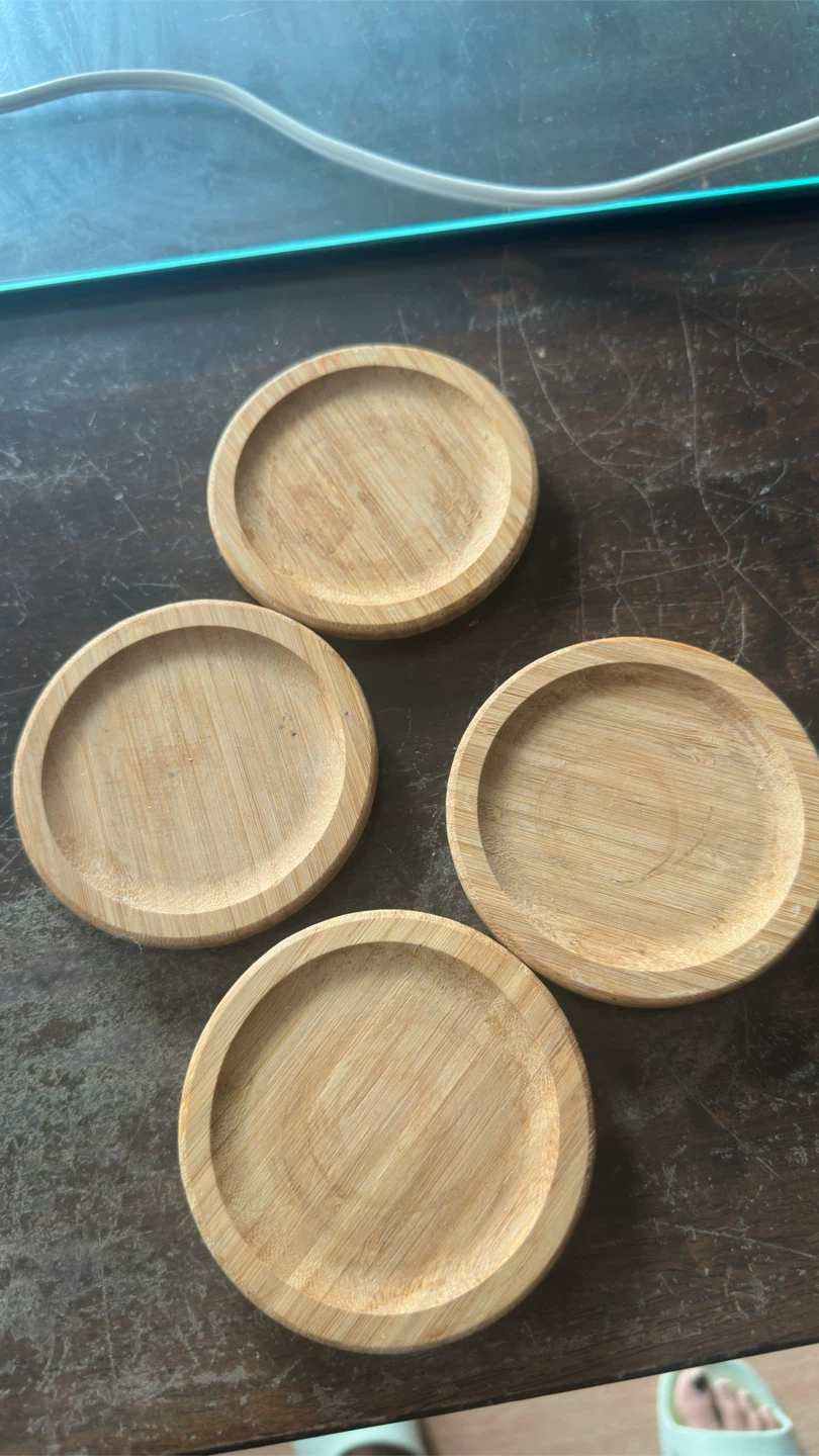 Set of 4 Round Wooden Coasters - photo 2