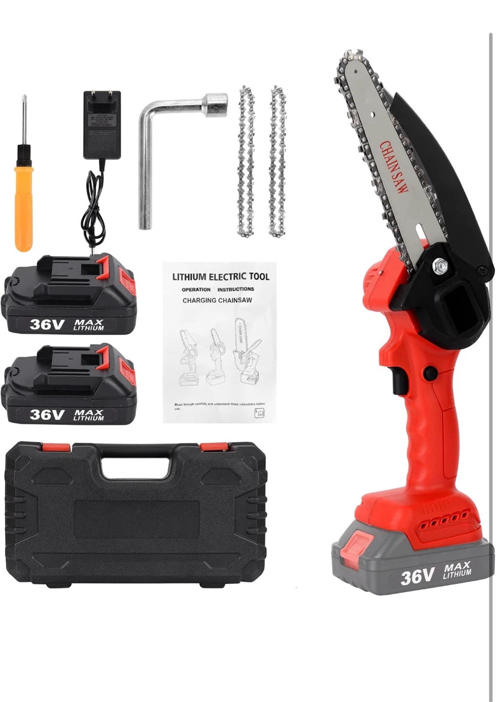 YUWING Cordless Electric Chainsaw with 2 Batteries