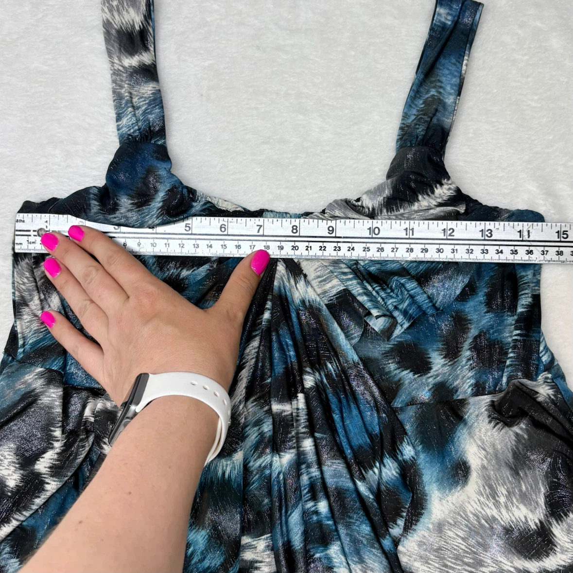 Mode de Vie Y2K Blue Animal Print Tiered Ruffle Tank Top Size S - photo 5