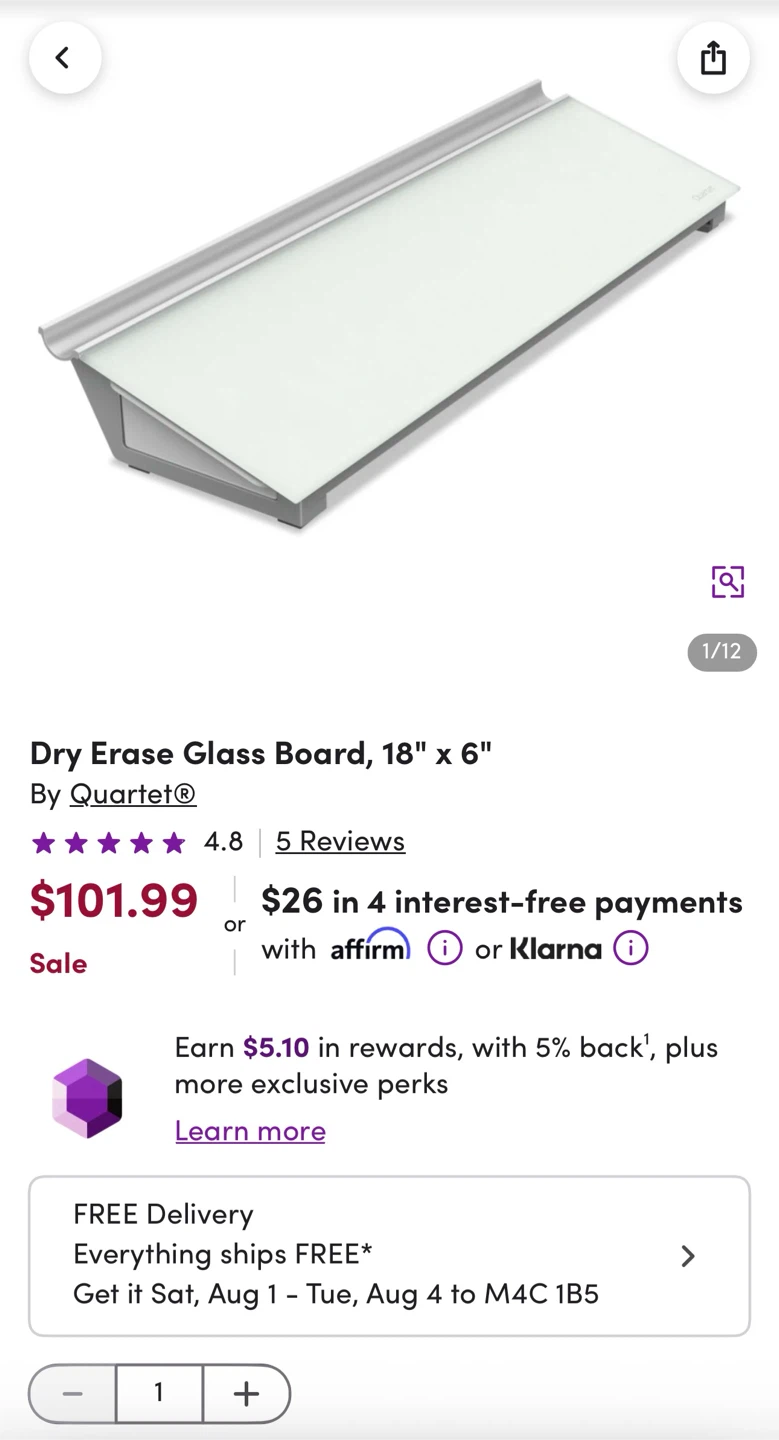 Quartet Desktop Glass Dry Erase Board 18" x 6" - photo 4
