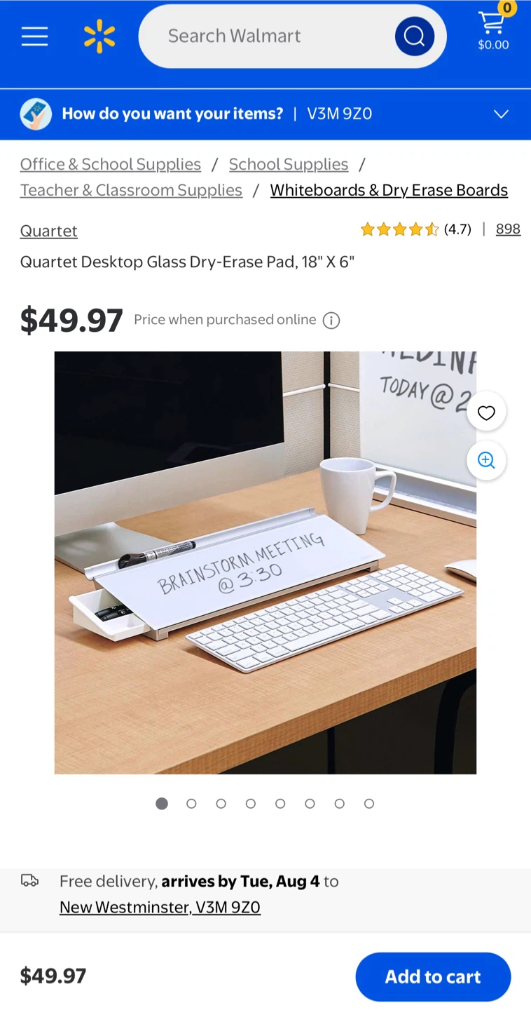 Quartet Desktop Glass Dry Erase Board 18" x 6"