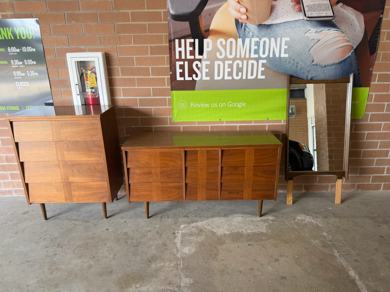 Vintage Mid-Century Modern Dresser Set with Mirror