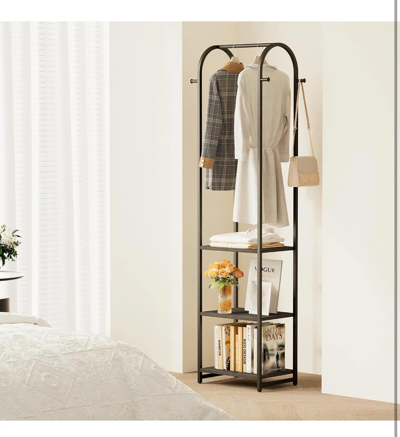 Black Metal Garment Rack with Shelves CR30 - photo 2