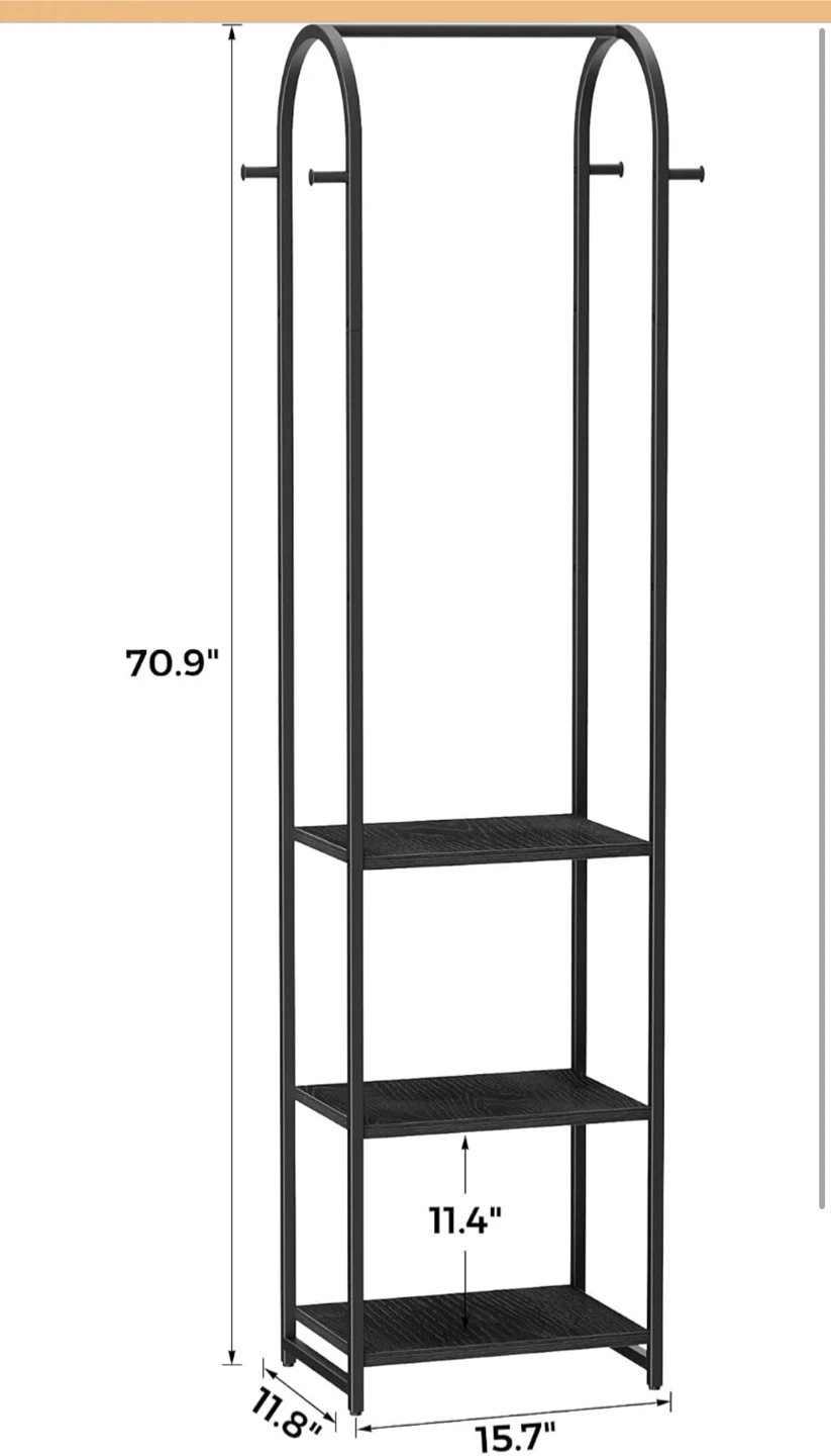 Black Metal Garment Rack with Shelves CR30 - photo 3