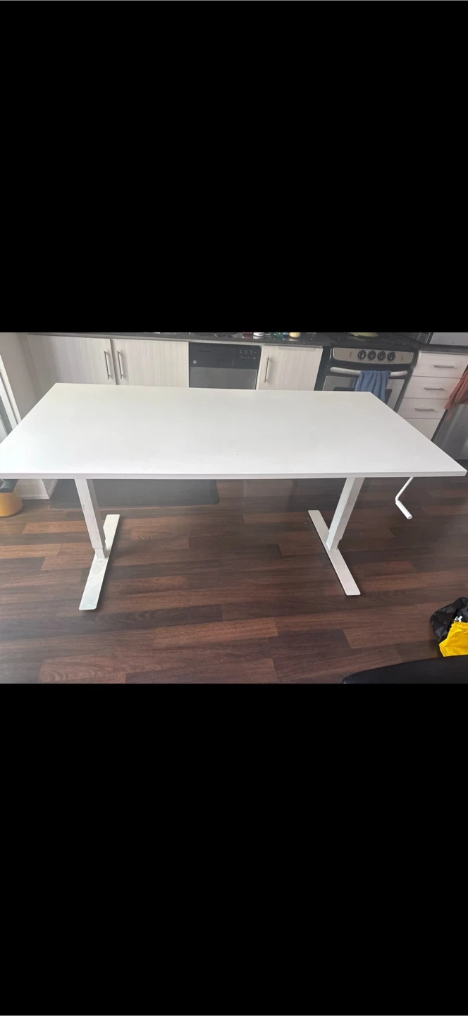 White Crank Standing Desk