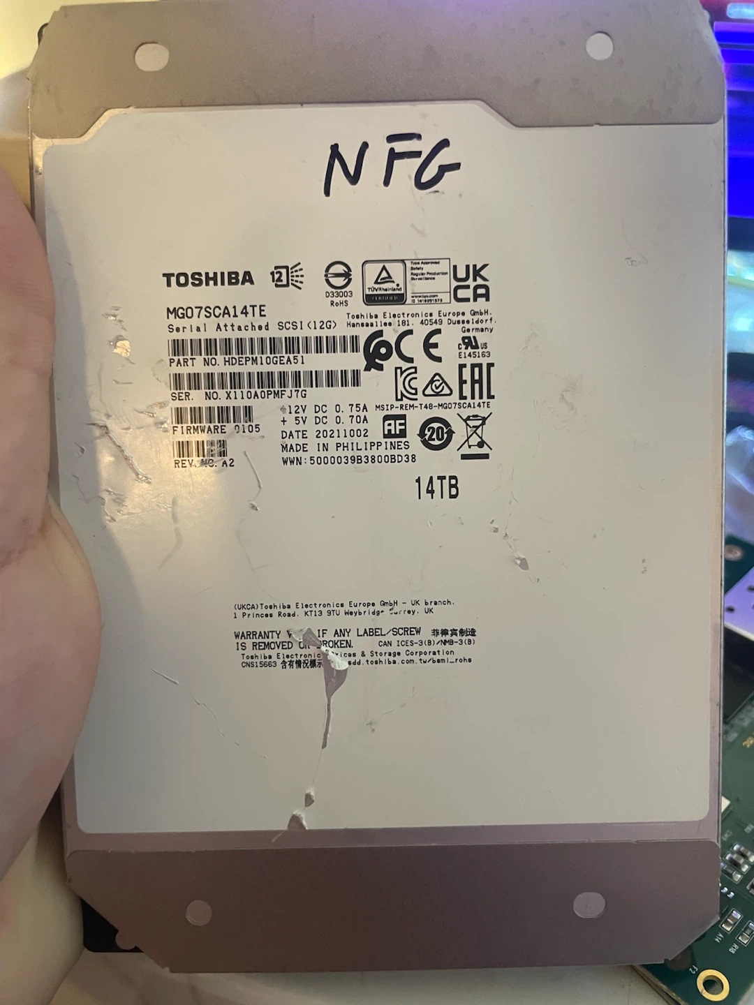 Toshiba MG07SCA14TE 14TB Internal Hard Drive