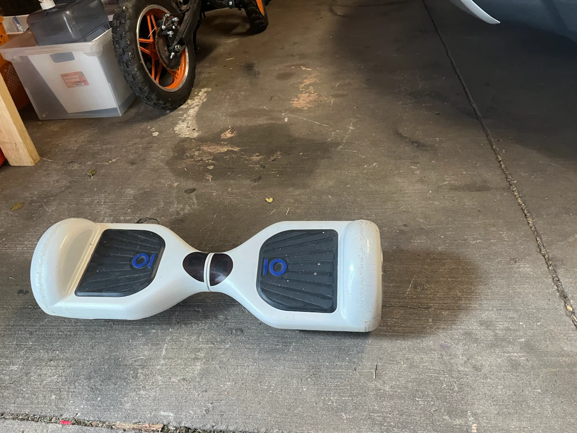 White Hoverboard with Black Footpads