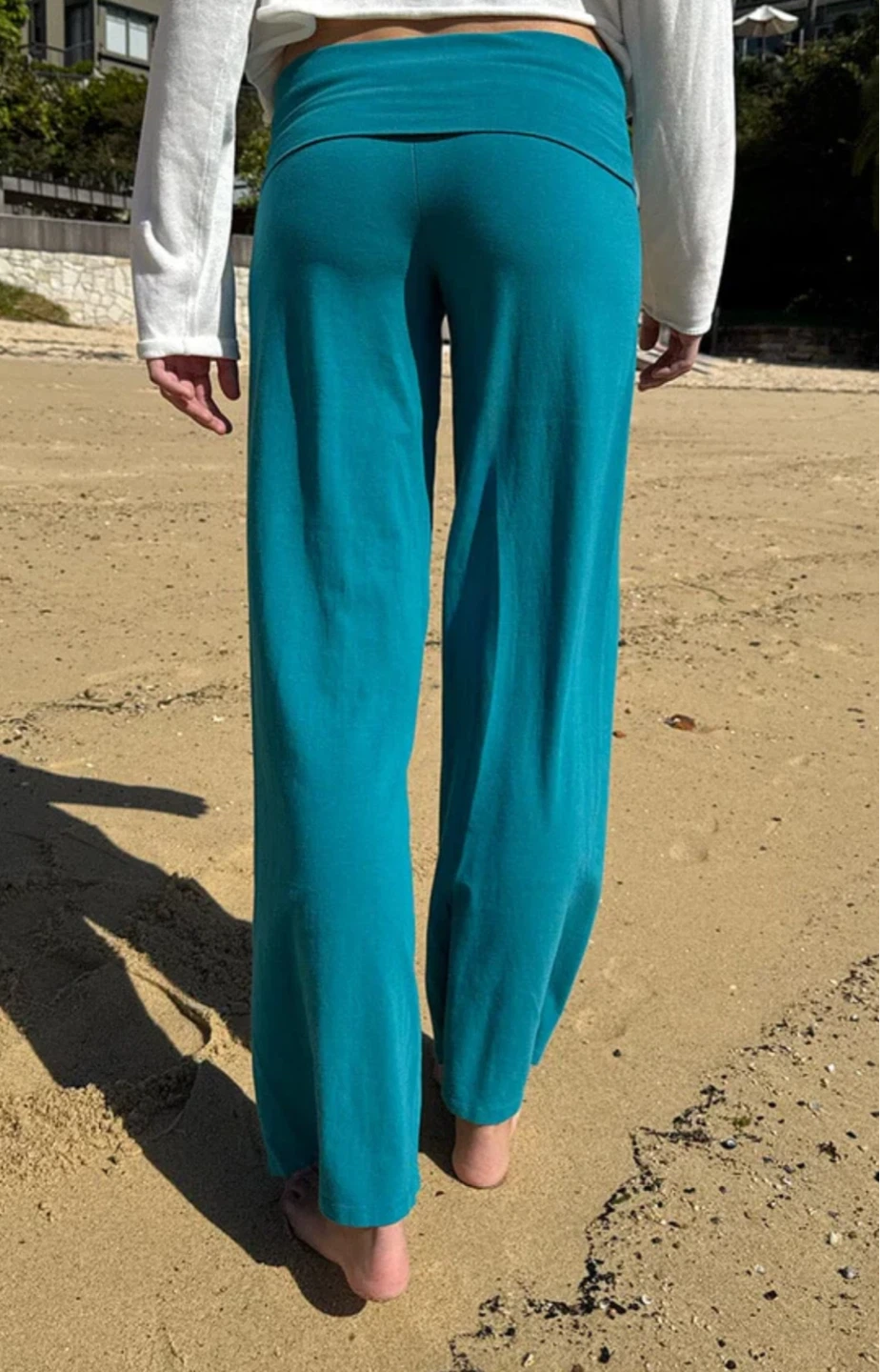 Brandy Melville Teal Wide Leg Fold Over Pants - photo 2