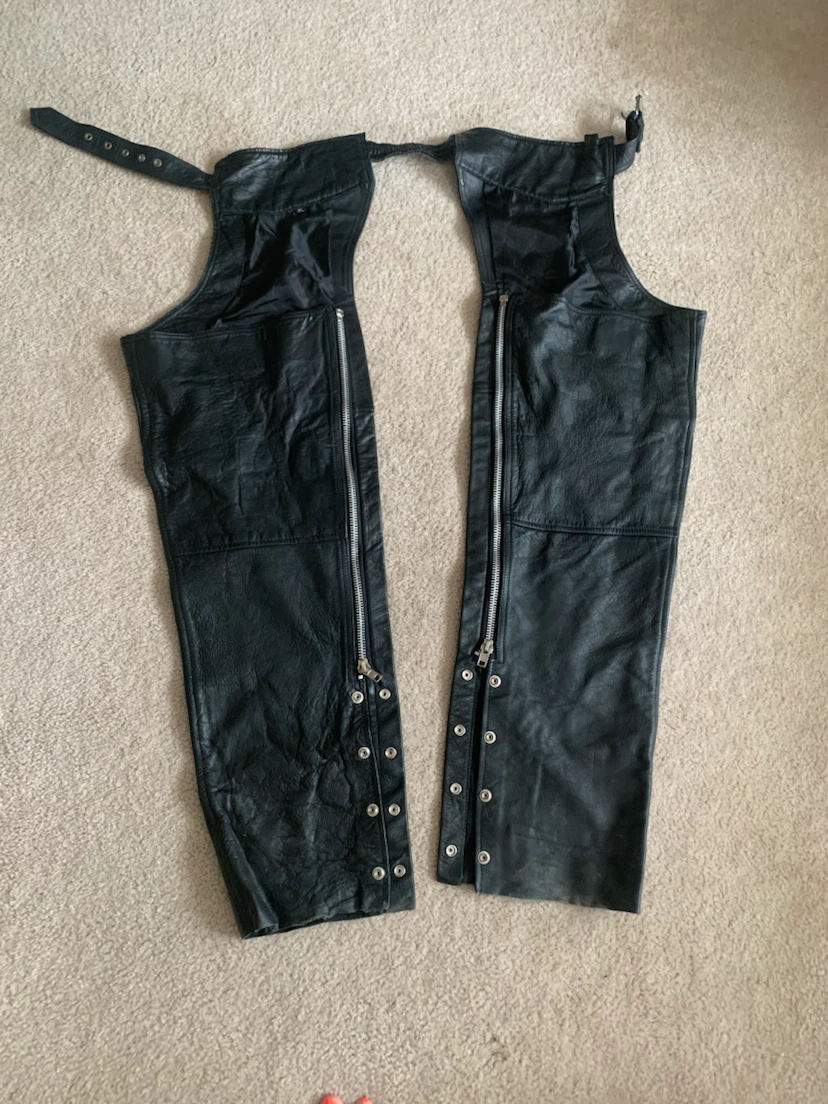 Black Leather Motorcycle Chaps