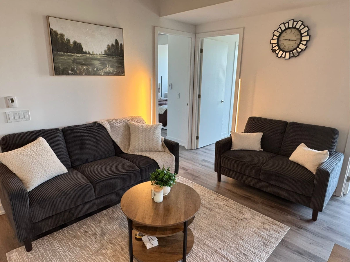 Dark Grey Corduroy Sofa and Loveseat Set