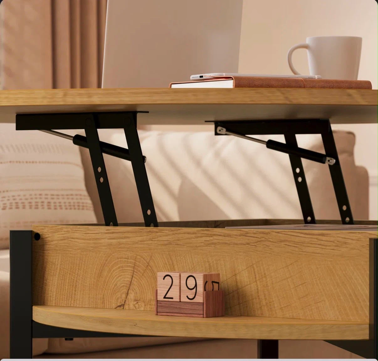 Round Lift-Top Coffee Table with Storage - photo 3