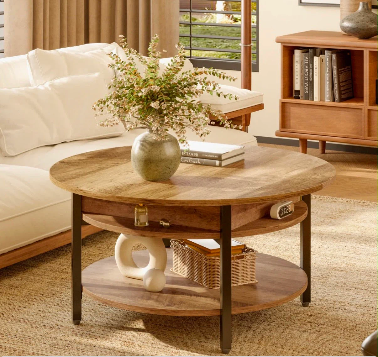 Round Lift-Top Coffee Table with Storage - photo 5