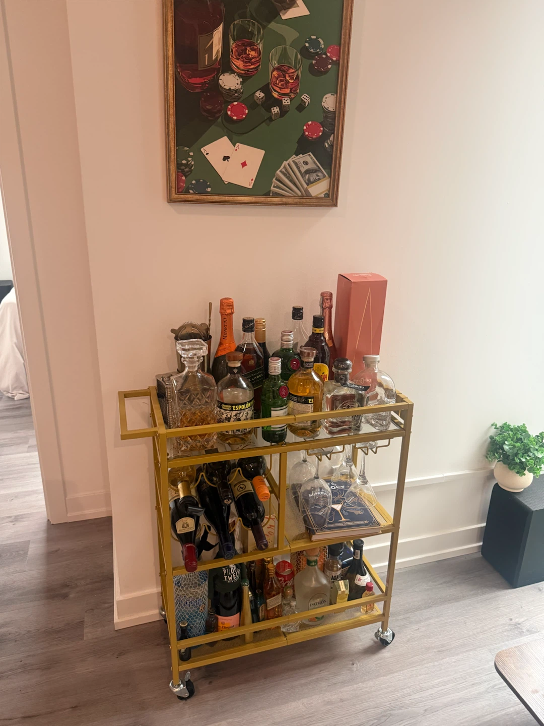 Gold Bar Cart with Glass Shelves - photo 5