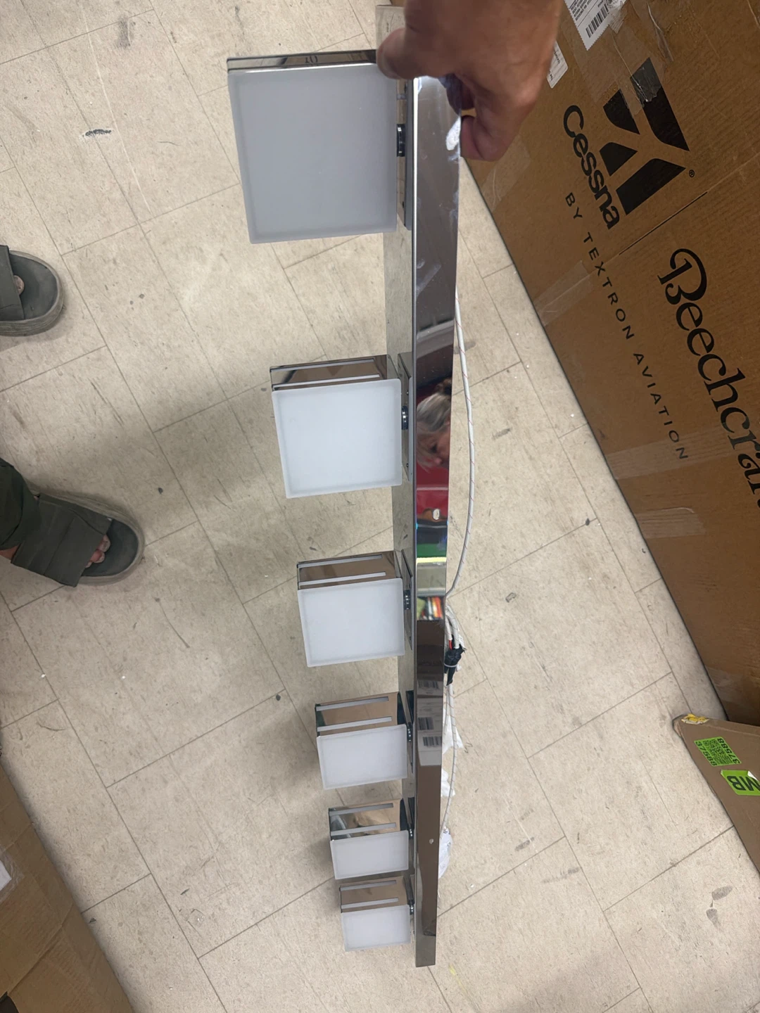 Chrome and Frosted Glass Light Fixture - photo 4