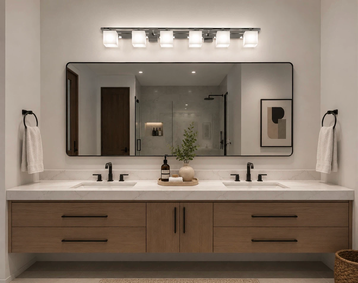 Chrome and Frosted Glass Light Fixture