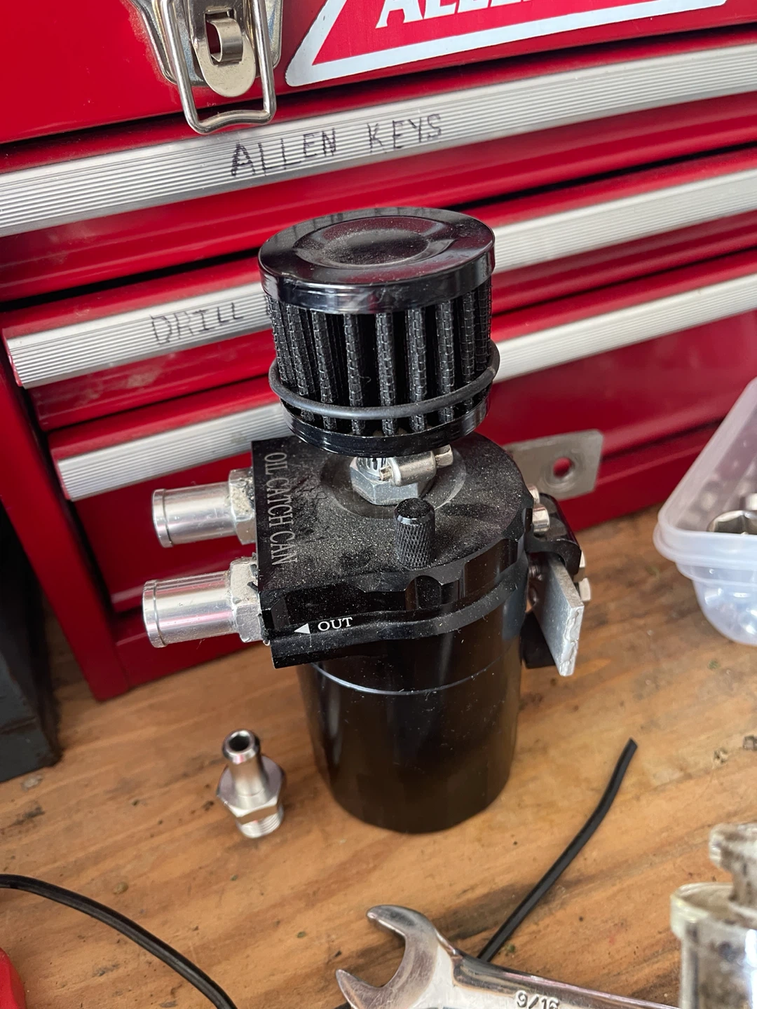 Black Oil Catch Can with Breather Filter