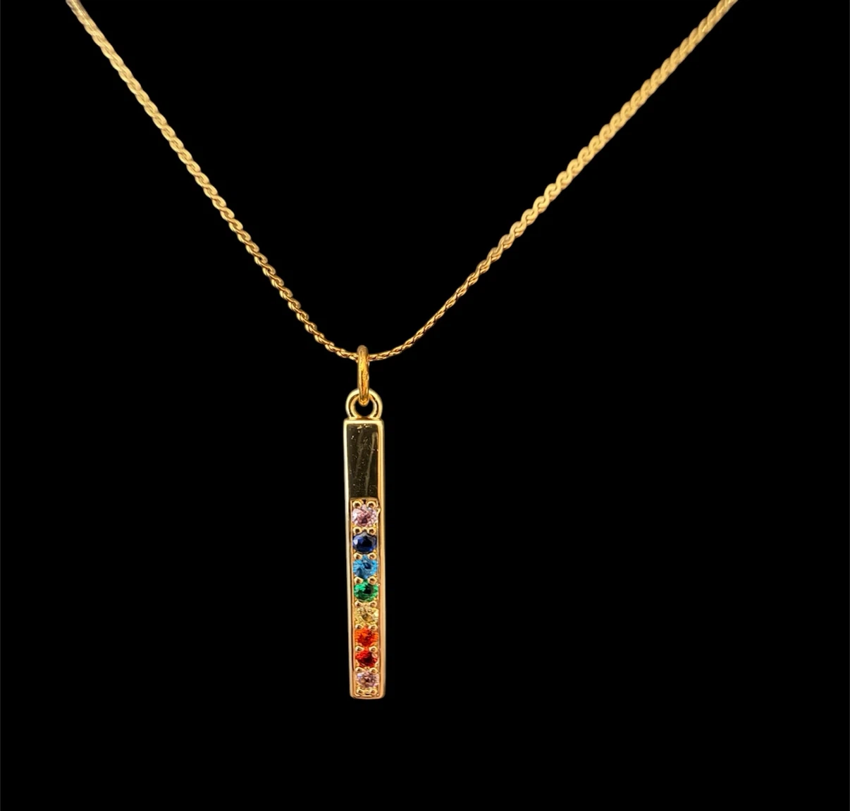 Rainbow Gemstone Bar Necklace - photo 2