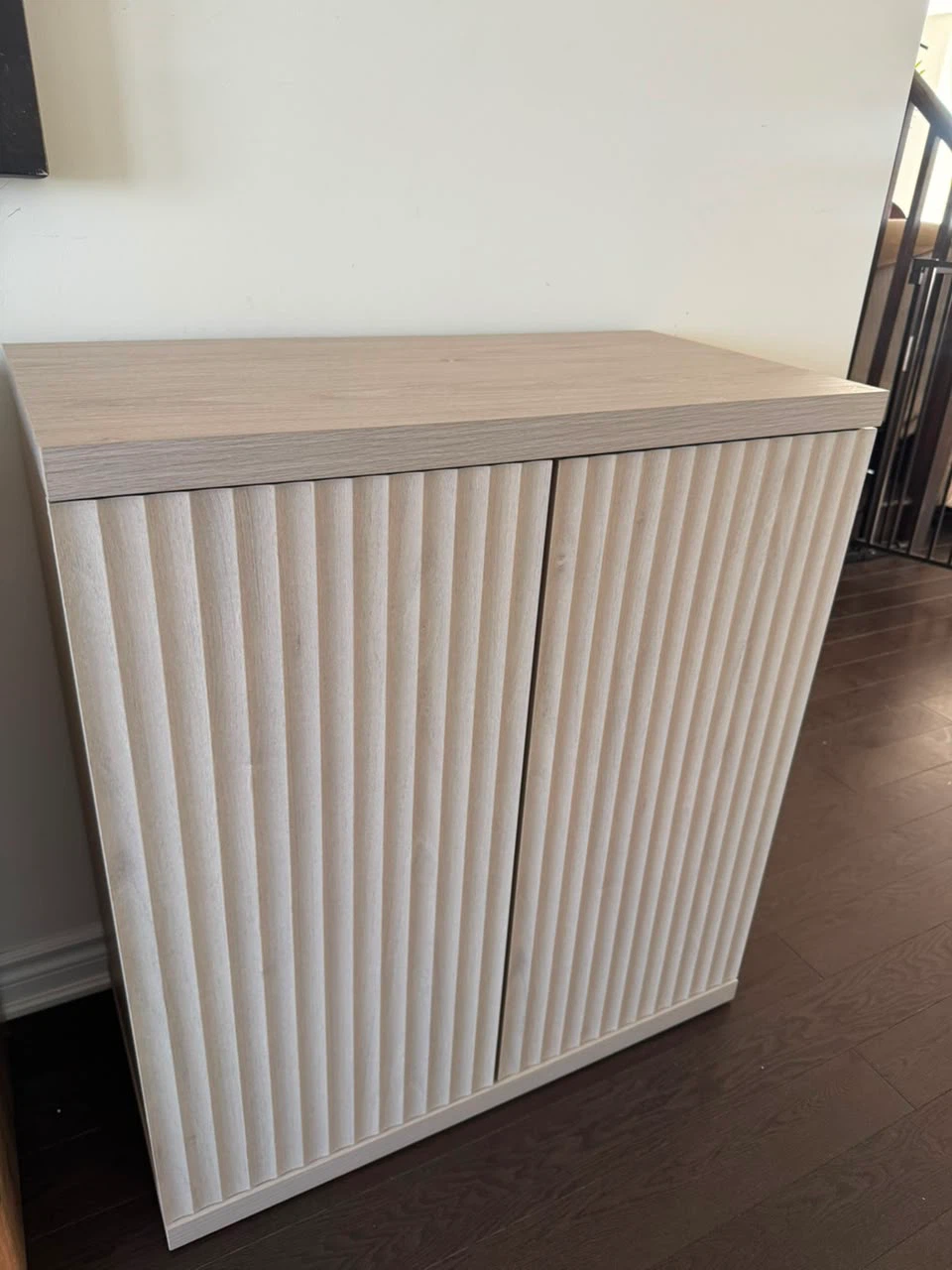 Light Wood Cabinet with Fluted Doors - photo 2