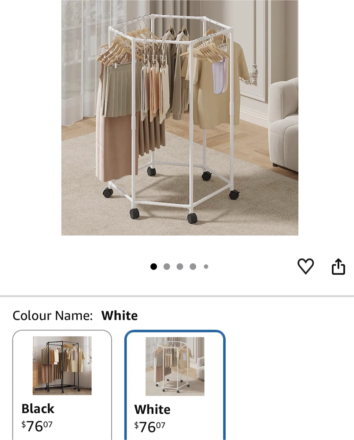 White Rolling Clothes Rack