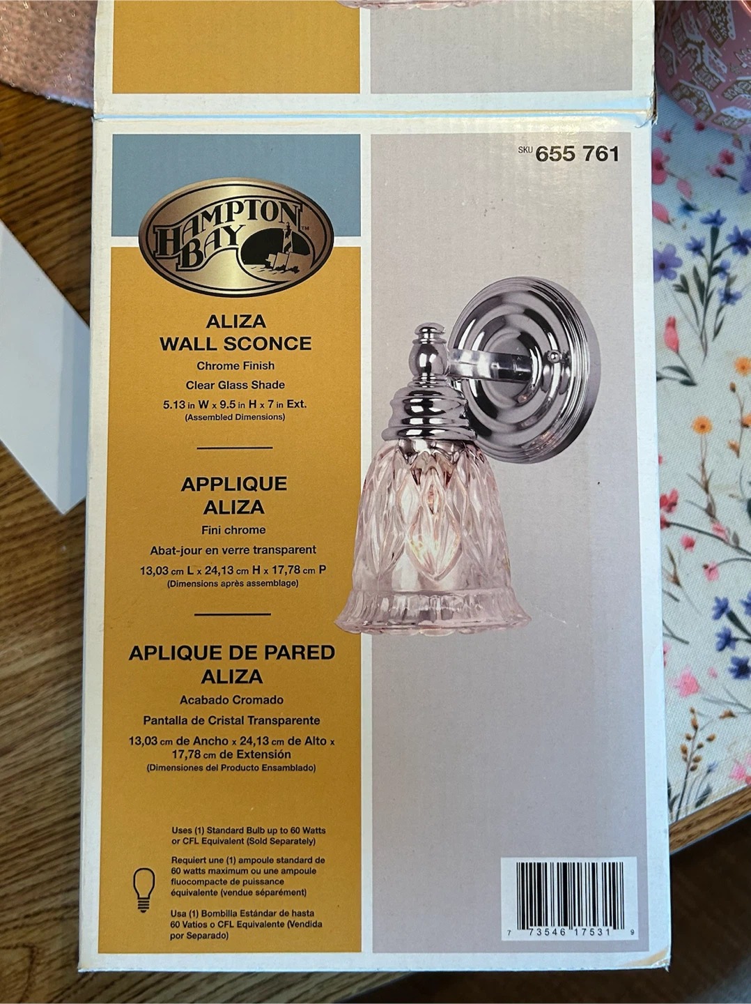 Hampton Bay Wall Sconce (light wired into wall)