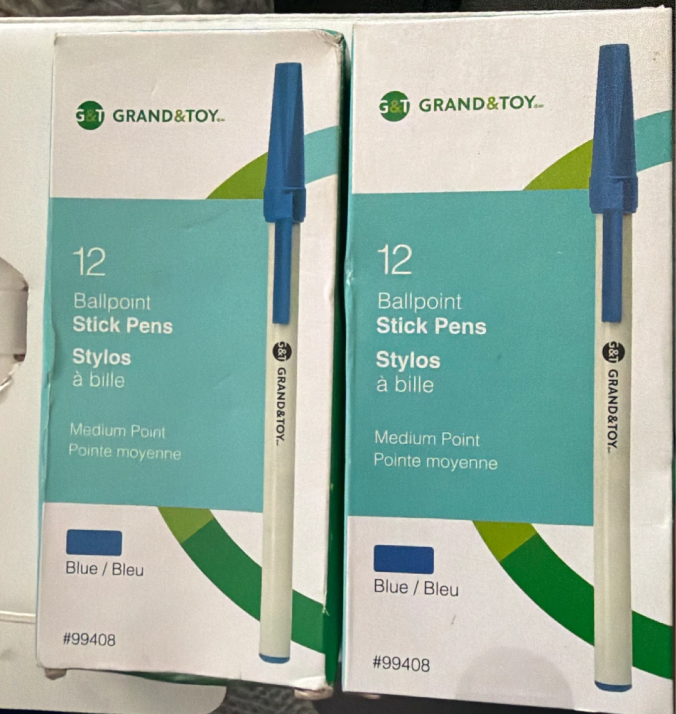 Grand & Toy- 2 boxes of 12 Blue Ballpoint Stick Pens