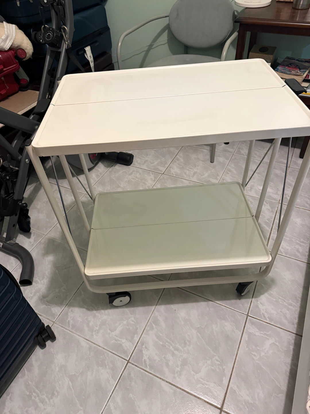 White Rolling Serving Cart Table