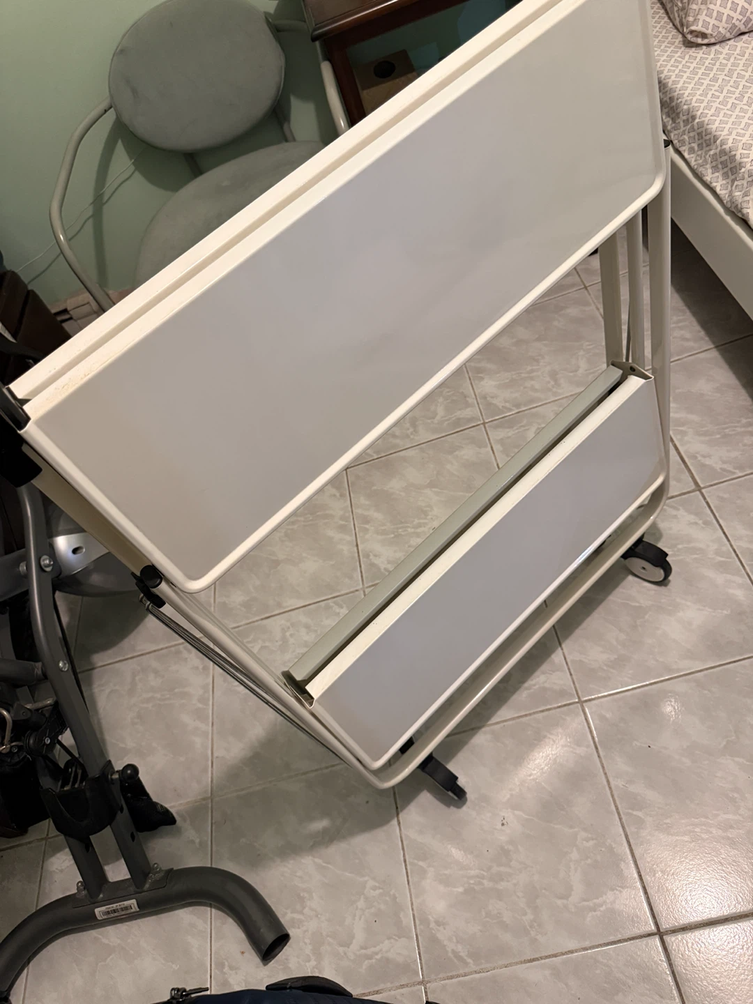 White Rolling Serving Cart Table - photo 2