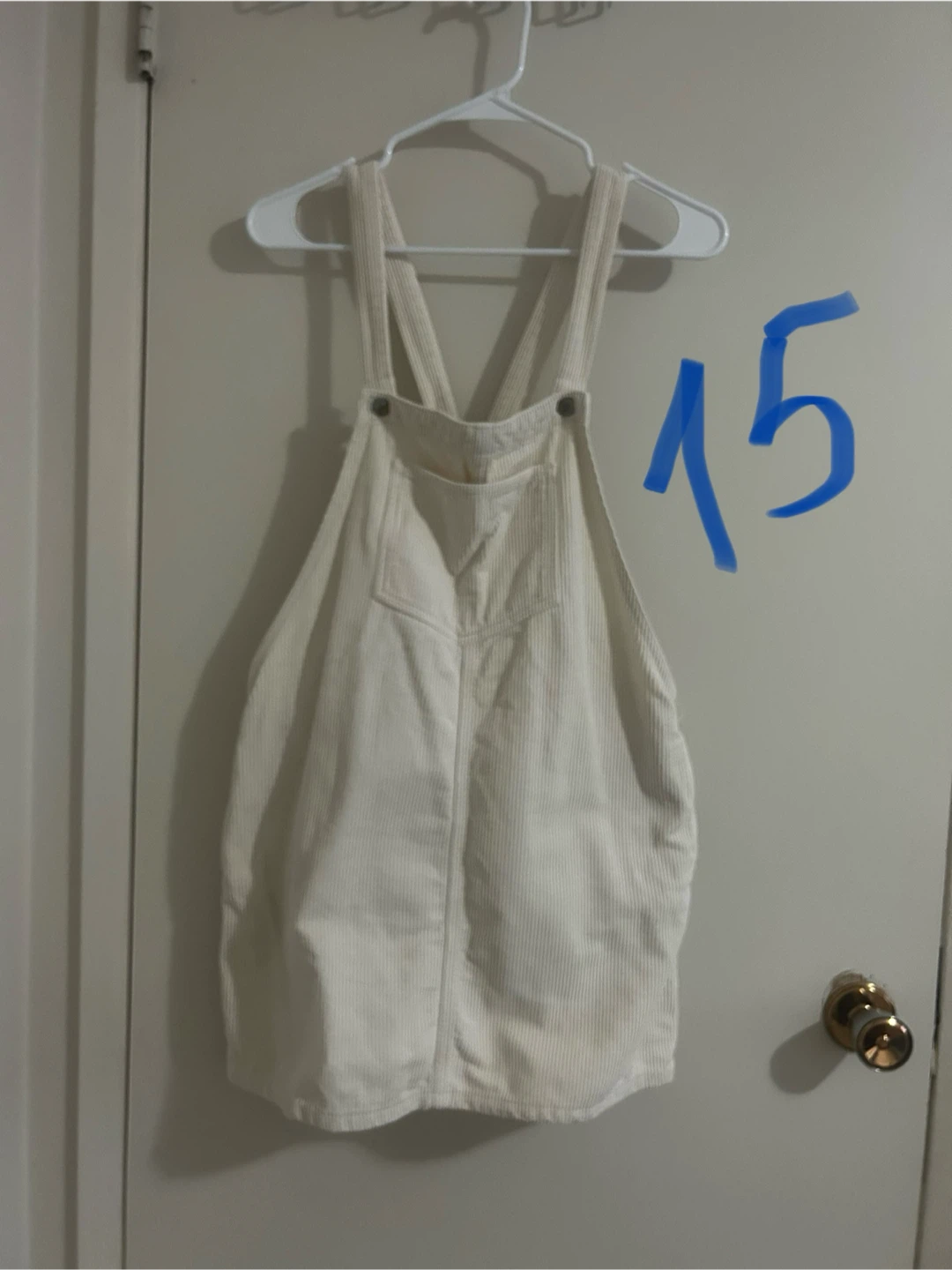 Cream Corduroy Overall Dress