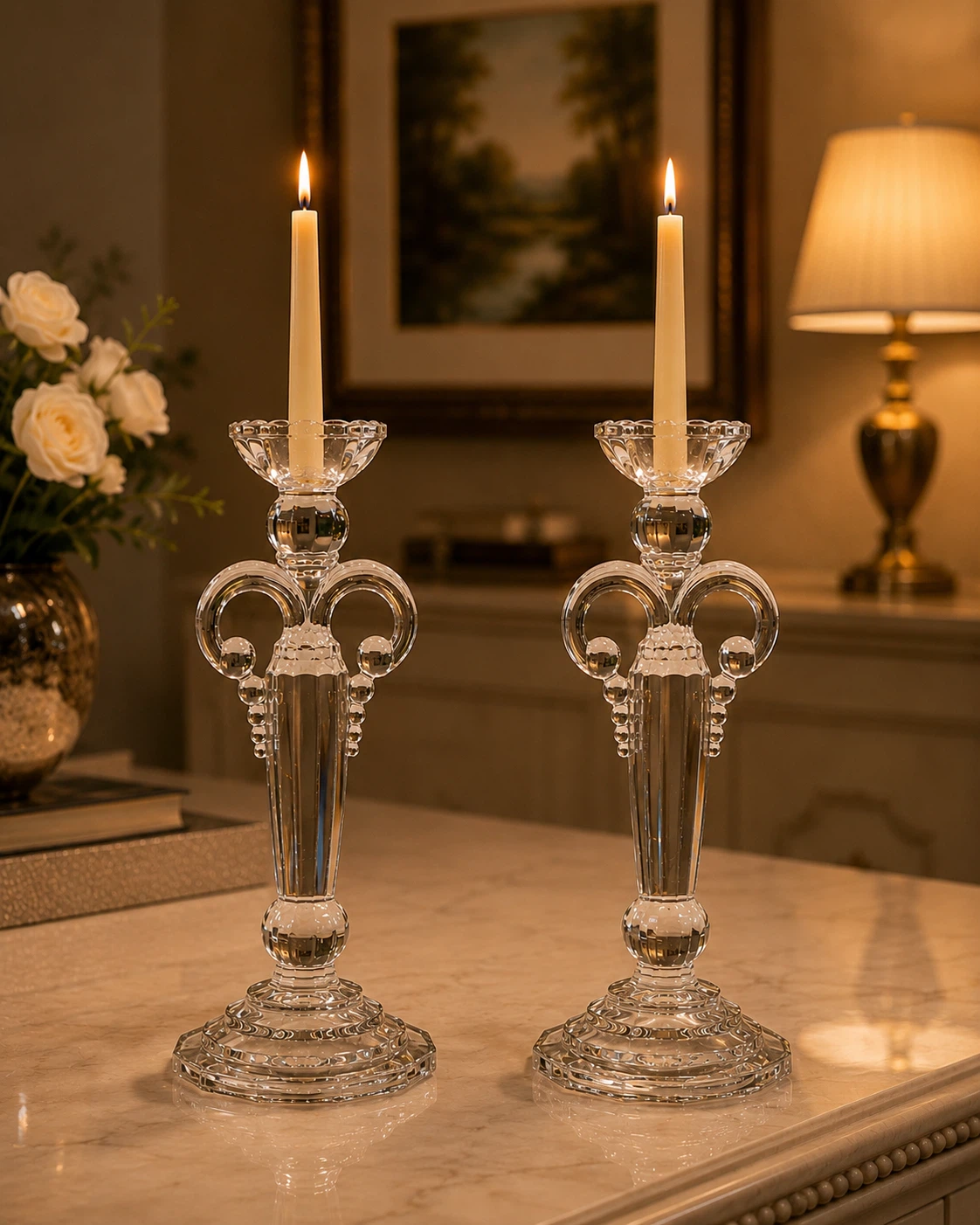 Crystal Candlesticks - Pair