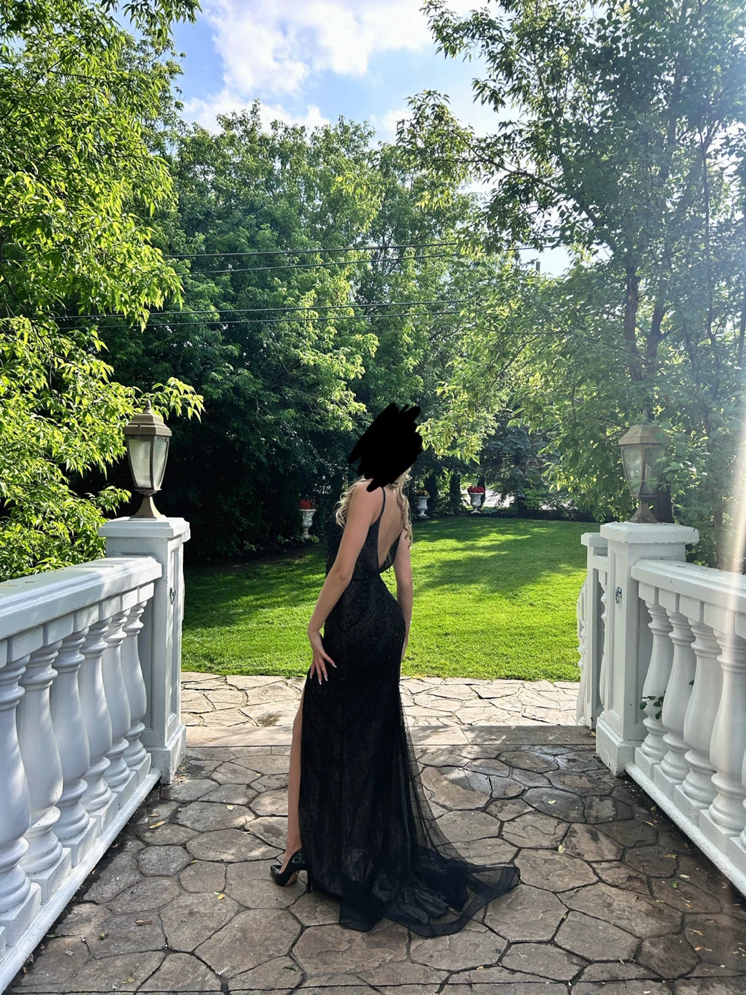Black Sparkly Prom Dress with Slit - photo 2