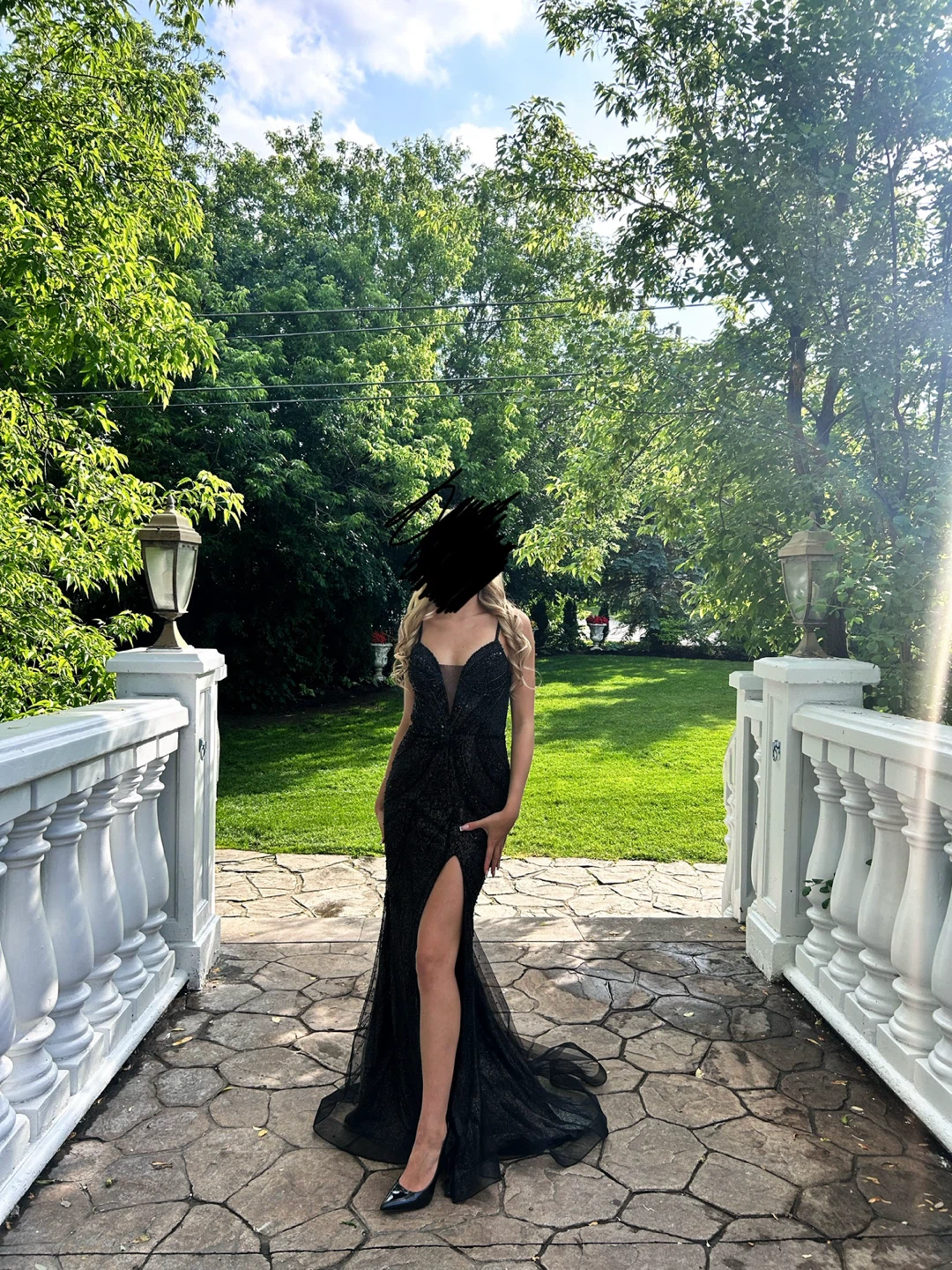 Black Sparkly Prom Dress with Slit - photo 3