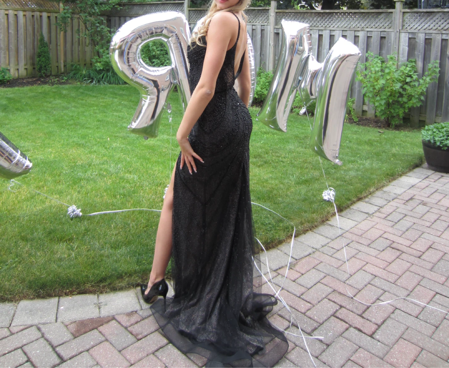Black Sparkly Prom Dress with Slit