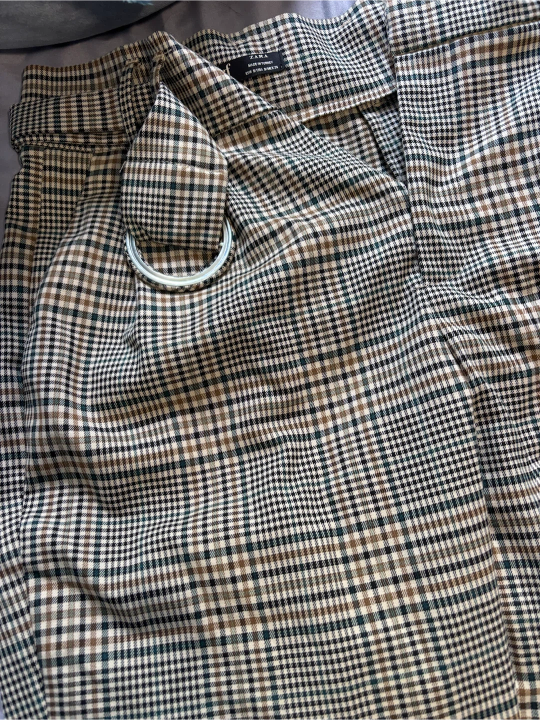 ZARA TRF Plaid Belted Trousers Size S