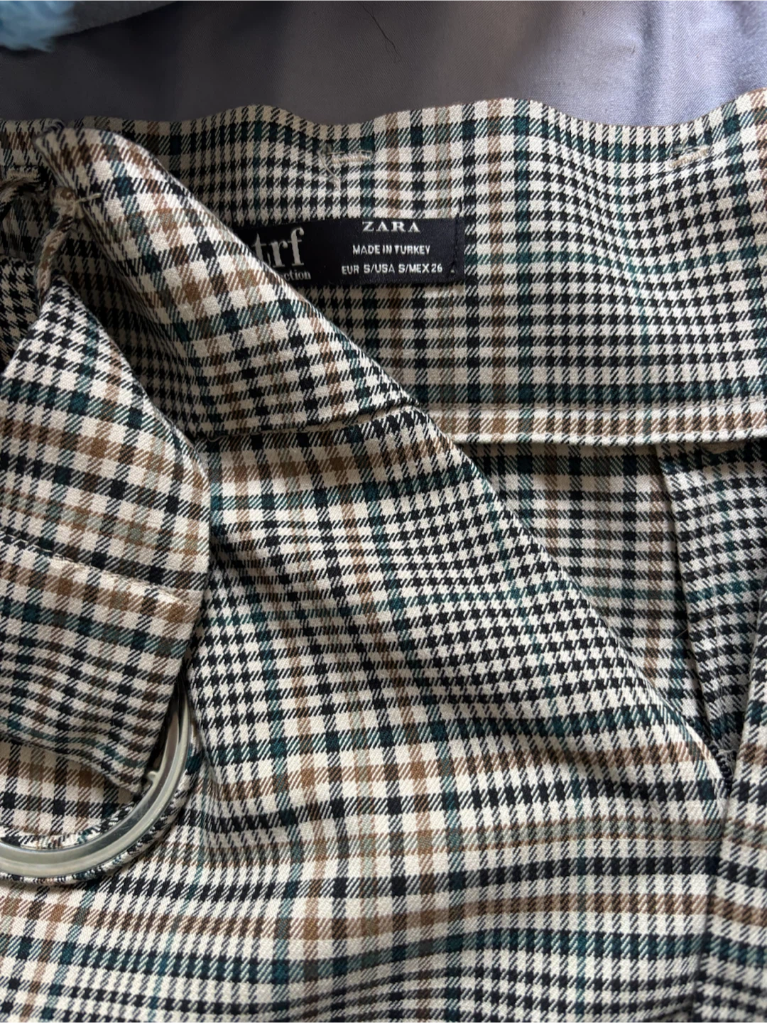 ZARA TRF Plaid Belted Trousers Size S - photo 2