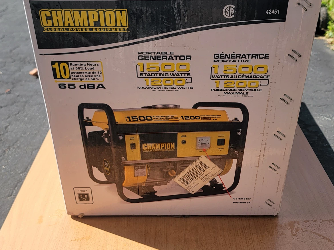Champion 1500/1200 Watt Portable Generator (2006 unopened box) - photo 3