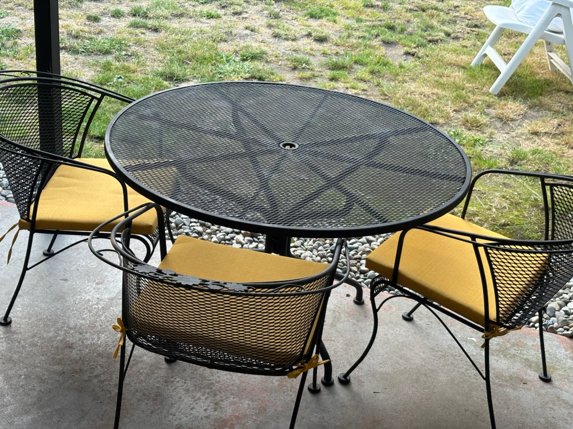 Black Metal Patio Table with 3 Chairs